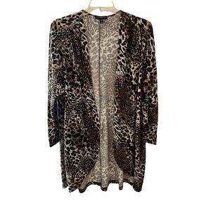 Signature Studio animal print open-front cardigan Leopard Duster Layering EUC 2X